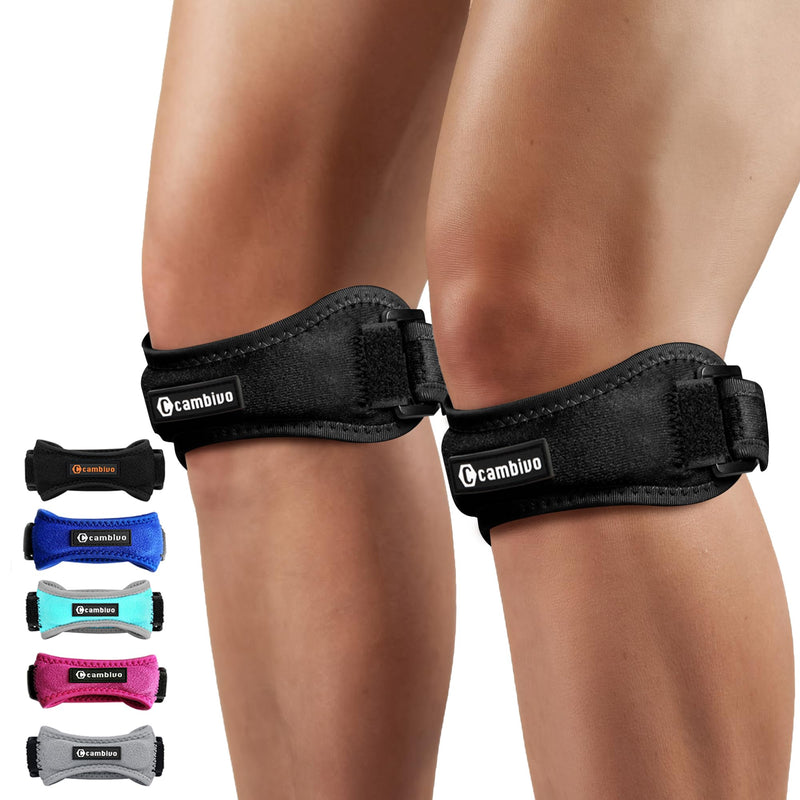 [Australia] - CAMBIVO 2 Pack Knee Braces for Knee Pain, Patella Knee Support Strap, Adjustable Patellar Tendon Stabilizer Band for Jumpers Knee, Tendonitis, Basketball, Running, Hiking, Volleyball, Tennis, Squats Black 