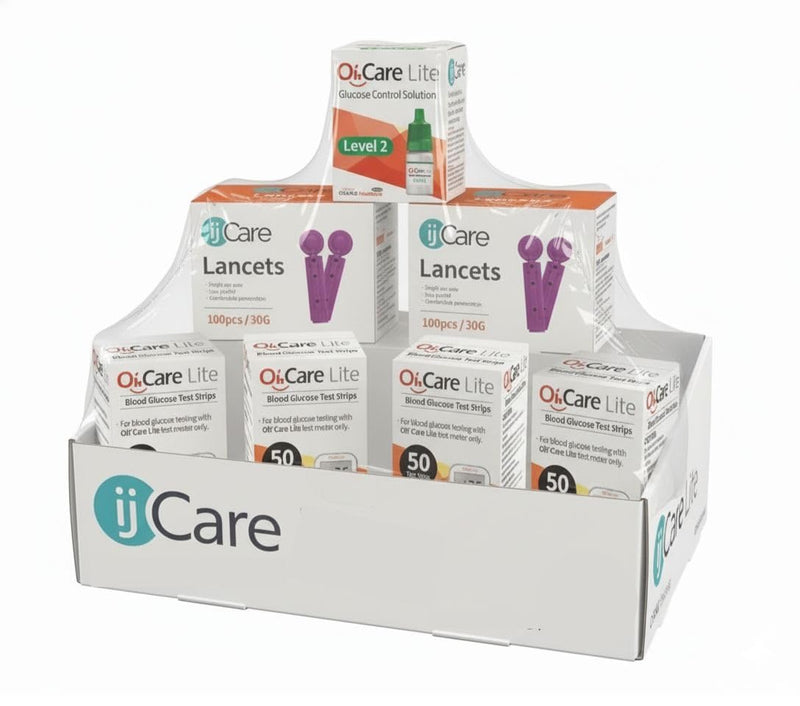 [Australia] - Blood Sugar Testing Bundle – Oh’Care Lite Monitor 200 Glucose Test Strips, 200 ijcare Lancets & 1 Control Solution 