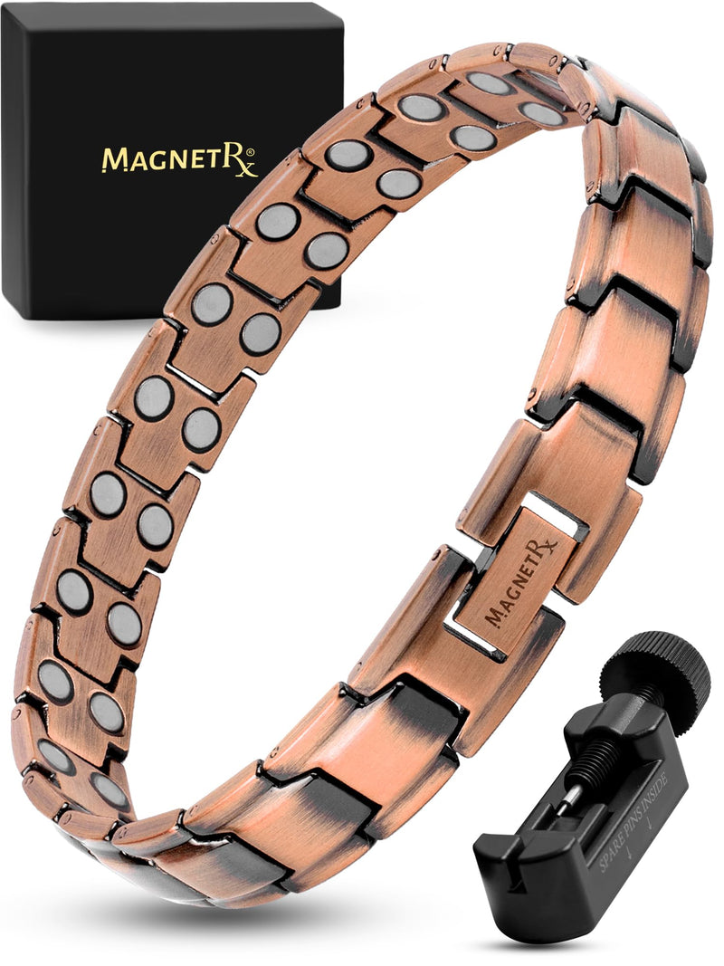 [Australia] - MagnetRX® Pure Copper Bracelet for Men – Effective Ultra Strength Magnetic Copper Bracelets – Adjustable Bracelet Length with Included Sizing Tool (Leo Style) Leo Style 