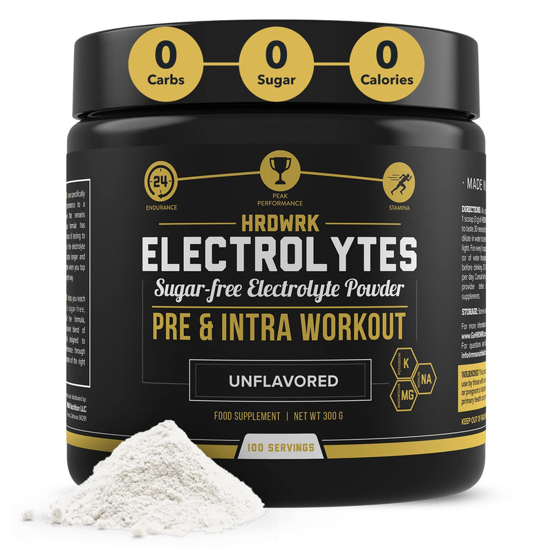 [Australia] - HRDWRK - Electrolytes Powder Keto Hydration Sugar Free with Magnesium, Potassium and Sodium - 100 Servings | Boost Endurance and Reduce Fatigue with This Electrolytes Supplement - Maximum Hydration Unflavored 100 Servings (Pack of 1) 