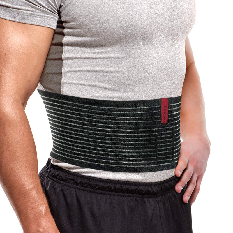 [Australia] - ORTONYX Premium Umbilical Hernia Belt for Men and Women / 6.25" Abdominal Binder With Hernia Support Pad - Navel Ventral Epigastric Incisional and Belly Button Hernias - Black OX5241-L/XL L/XXL (33"-52") 