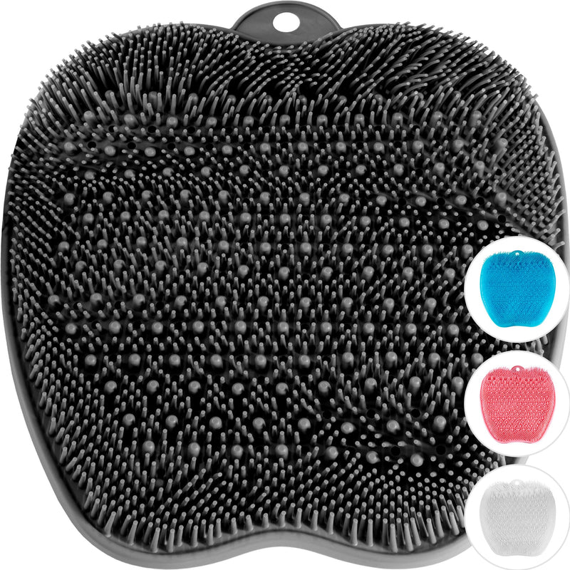 [Australia] - LOVE, LORI Shower Foot Scrubber Mat & Foot Massager with Non-Slip Suction Cups - Cleans, Smooths, Exfoliates & Messages Your Feet Without Bending -Shower Chair Friendly - Grey Large 