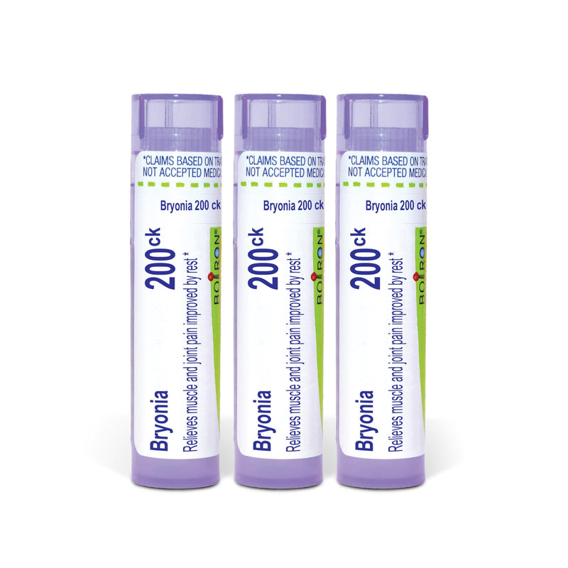 Boiron Bryonia Alba 200Ck Homeopathic Medicine for Muscle and Joint Pain Improved by Rest - Pack of 3 (240 Pellets) | Single-medicine homeopathic pellets for Muscle and Joint Pain Improved by Rest. Size: Pack of 3 (240 Pellets).