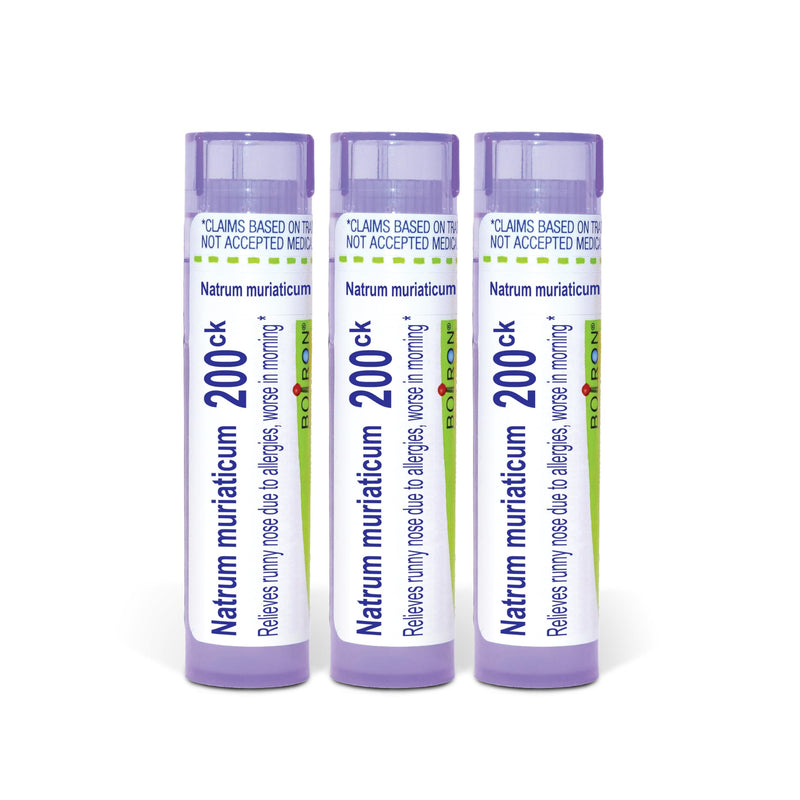 Boiron Natrum Muriaticum 200ck Homeopathic Medicine for Runny Nose Due to Allergies - Pack of 3 (240 Pellets) | Single-medicine homeopathic pellets for Runny Nose Due to Allergies. Size: Pack of 3 (240 Pellets).