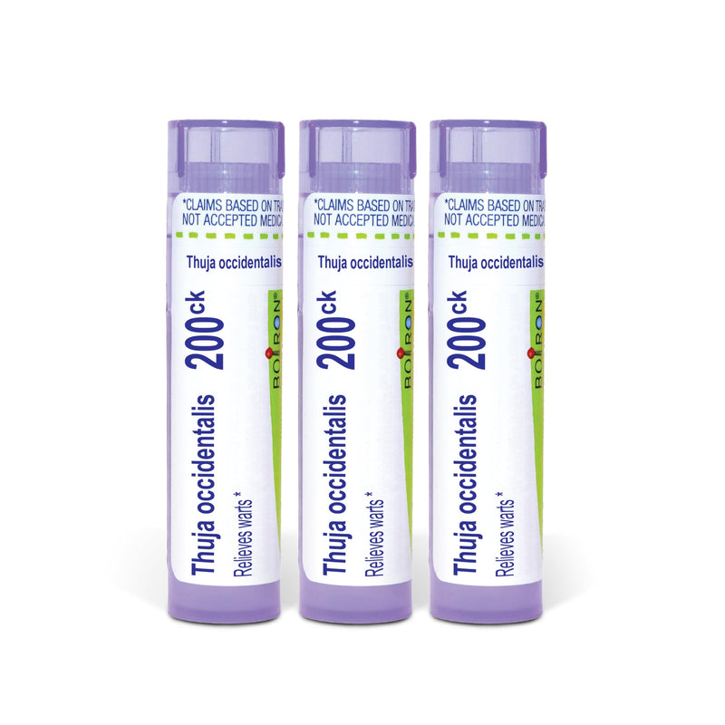 Boiron Thuja Occidentalis 200ck Homeopathic Medicine for Warts - Pack of 3 (240 Pellets) | Single-medicine homeopathic pellets for Warts. Size: Pack of 3 (240 Pellets). 80 Pellets(Pack of 3)