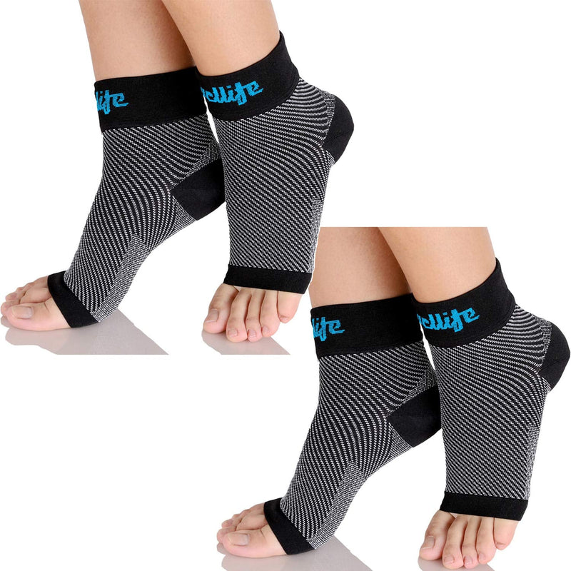 [Australia] - Dowellife Plantar Fasciitis Socks, Ankle Brace Compression Support Sleeves & Arch Support, Foot Compression Sleeves, Ease Swelling, Achilles Tendonitis, Heel Spurs for Men Women (Black 2 Pairs, Large) Black 2 Pairs 