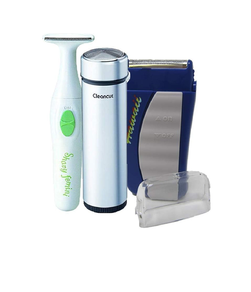 [Australia] - Cleancut Personal Electric Shaver & Trimmer Combo - ES412 Foil Shaver, PS335 Body Trimmer for Men & Women, Rechargeable Cordless Shaver for Face, Pubic, Intimate Areas - Made in Japan 