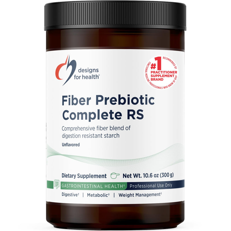 Designs for Health Fiber Prebiotic Complete RS - Fiber Supplement Powder with Resistant Starch - Organic Green Banana Flour + Organic Potato Starch Powder, Non-GMO + Unflavored (30 Servings / 300g)