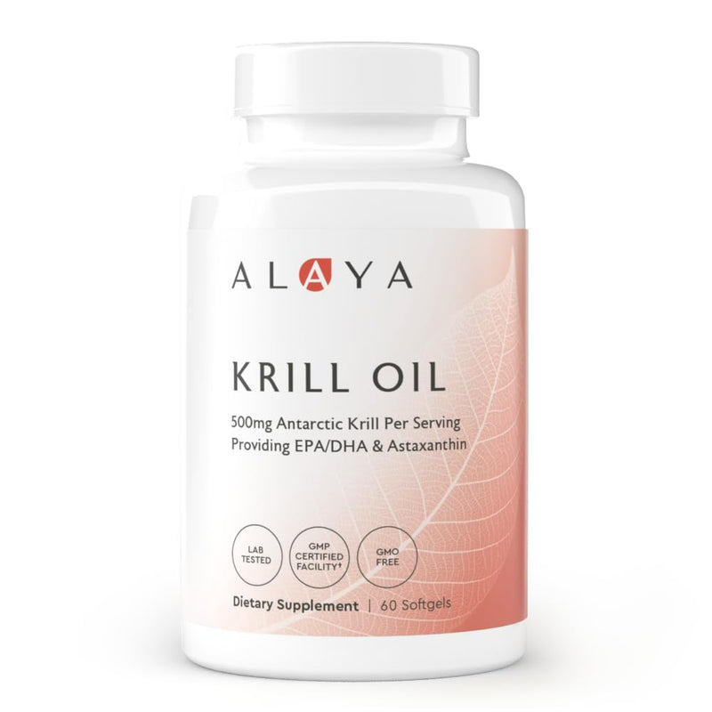 [Australia] - Alaya Naturals - Antarctic Krill Oil 500mg Supplement with Phospholipids, EPA/DHA Omega 3 & Astaxanthin - Non-GMO - PCB Tested Krill Oil - 60 Softgels 