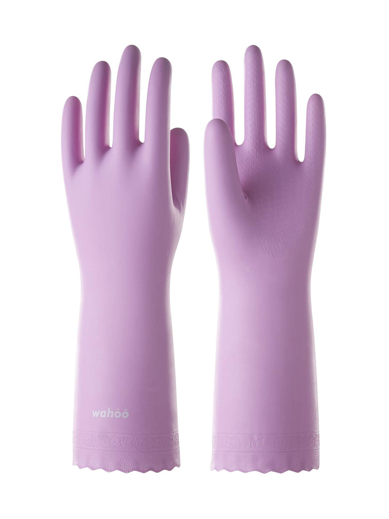 [Australia] - LANON wahoo Skin-Friendly Cleaning Gloves, Dishwashing Kitchen Gloves with Cotton Flocked Liner, Reusable, Non-Slip, Mauve Mist, Medium Medium (Pack of 1) 