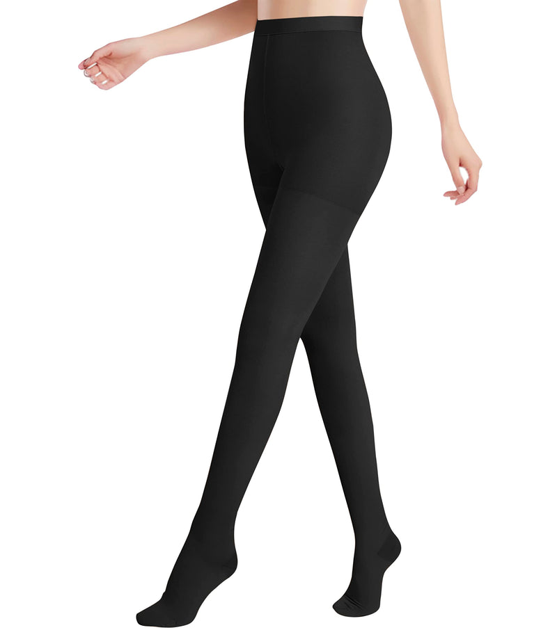 [Australia] - Medical Compression Pantyhose for Women Support 20-30 mmHg Treatment Swelling, Edema Varicose Veins Waist high compression stockings Close Toe Black Large (Pack of 1) 