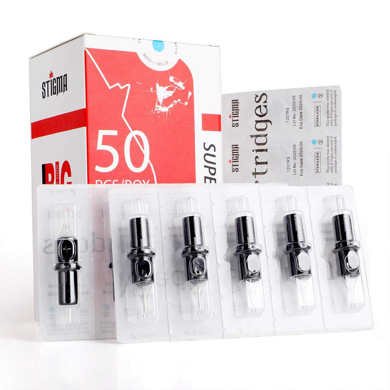 [Australia] - STIGMA #12(7RL) Standard Disposable Tattoo Needle Cartridges with Membrane Safety Cartridges for Tattoo Artists Round Liner 50Pcs Super Value Pack EN05-50-1207RL 1207RL 