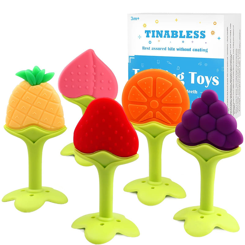 [Australia] - Teething Toys (5 Pack) - Tinabless Infant Teething Keys Set, BPA-Free, Natural Organic Freezer Safe for Infants and Toddlers, Silicone Baby Teethers Multicolor 