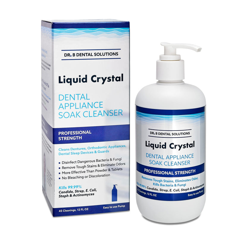 [Australia] - Dr. B Dental Solutions Liquid Crystal Soak Cleanser for Oral Appliances, Dentures, Night Guards, Aligners, & Other Devices 12 Fl Oz (Pack of 1) 