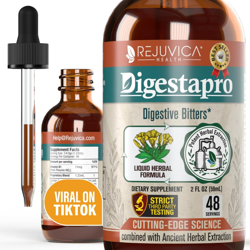 [Australia] - Rejuvica Health DigestaPro - Advanced Digestive Bitters Supplement - Liquid Delivery for Better Absorption - Gentian, Artichoke, Burdock, Chanca Piedra, Ginger & More! 1 