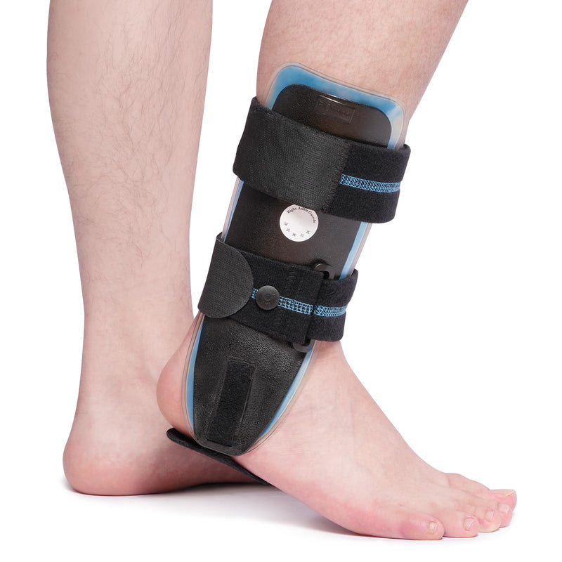 Velpeau Air Gel Foam Ankle Stabilizer Support Brace for Sprained Ankle, Ligament Injury, Tendonitis, Adjustable Rigid Stirrup Ankle Splint for Women and Men (Gel Version, Large, Right Foot) Large (Pack of 1) Gel Version- Right Foot