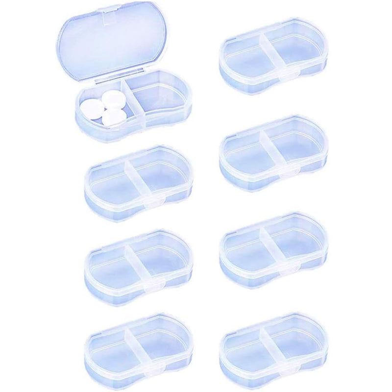 8PCS Pill Case Organizer Pocket Small Pill Holder, Daily AM & PM containers, Medicine Holder, Ideal for Medication, Vitamin, Supplement, Perfect for Travel, Ideal for Purse (White) White 8pcs