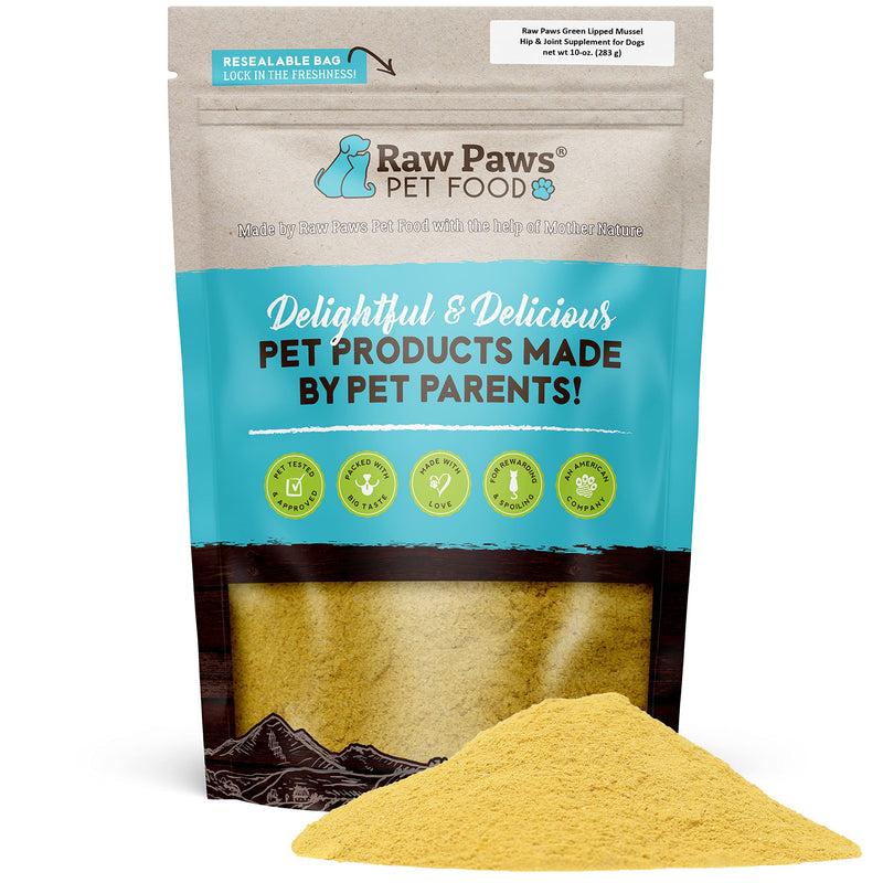 Raw Paws Green Lipped Mussel Hip and Joint Supplement for Dogs & Cats, 10-oz Powder - Green Lipped Mussels for Dogs - Natural Chondroitin Glucosamine for Dogs & Cats - Dog Joint Pain Relief for Dogs - PawsPlanet Australia