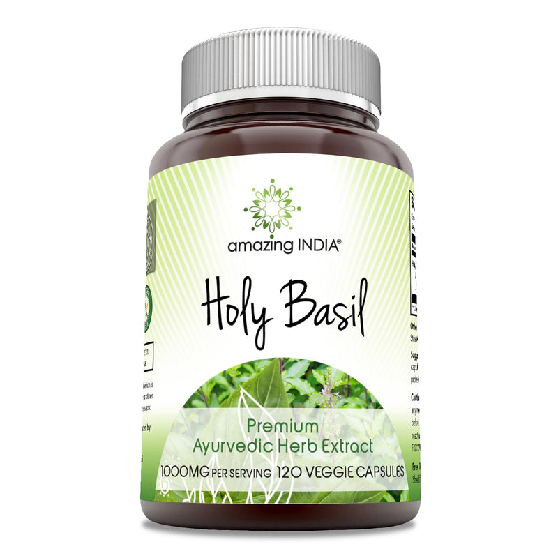 [Australia] - Amazing India Holy Basil Extract Supplement | 500 Mg Per Serving | 120 Veggie Capsules | Non-GMO | Gluten-Free | Made in USA 