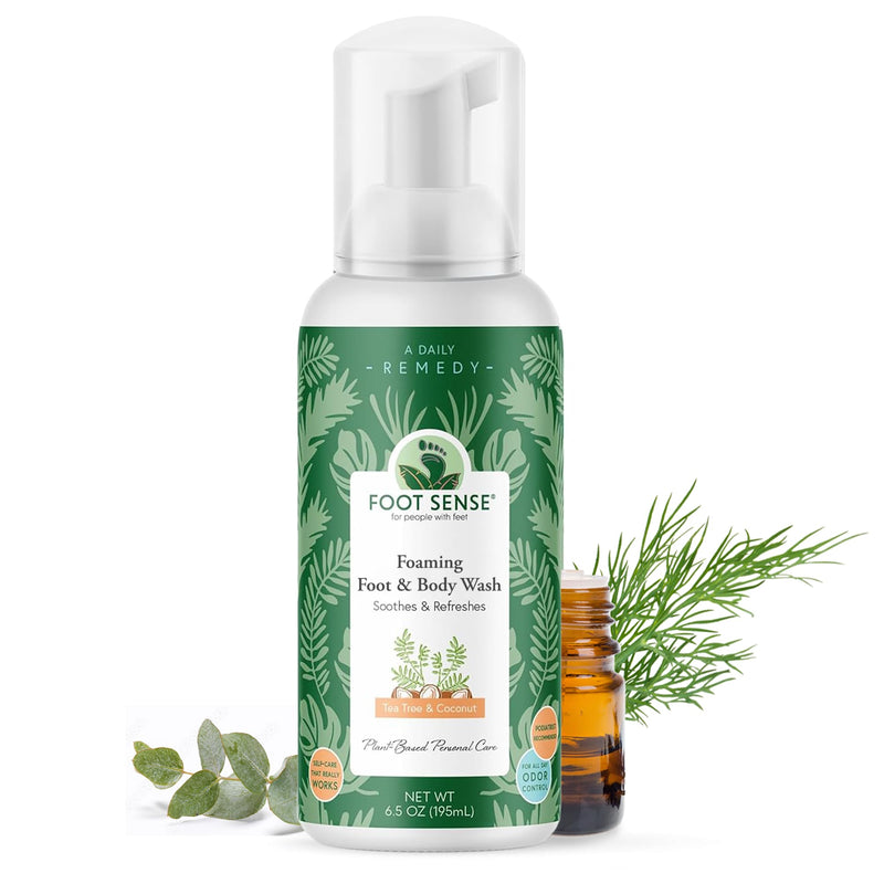 Foot Sense Tea Tree Oil Foaming Foot & Body Wash – Natural Therapeutic Foaming Soap for Smelly Feet, Nails & Skin - Clean, Refresh & Deodorize - Bath Essentials for Daily Use, 6.5oz 1