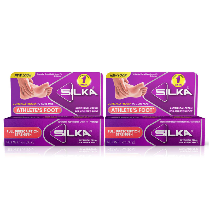 Silka Antifungal Cream, Terbinafine Hydrochloride, 1 oz, 2 Pk | Results in 1 Week, Athlete’s Foot Treatment,Clinical Anti-Fungus Foot Treatment, Jock Itch & Ringworm Treatment for Humans
