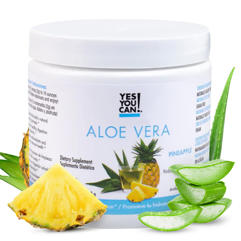 [Australia] - Yes You Can! Aloe Vera Juice Drink Mix from Plant - Energy Drink Powder - Organic - Superfoods, Super Greens - Made in The USA (Pineapple) Pineapple 40 Servings (Pack of 1) 