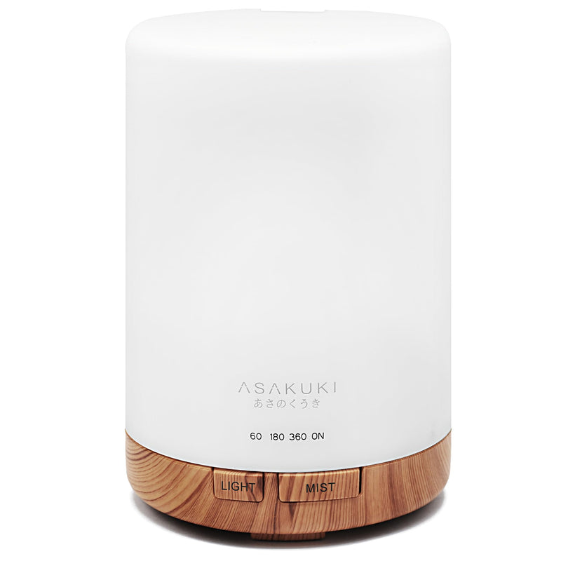 [Australia] - ASAKUKI 300ML Essential Oil Diffuser, Quiet 5-in-1 Premium Humidifier, Natural Home Fragrance Aroma Diffuser with 7 LED Color Changing Light and Auto-Off Safety Switch-Light Brown 