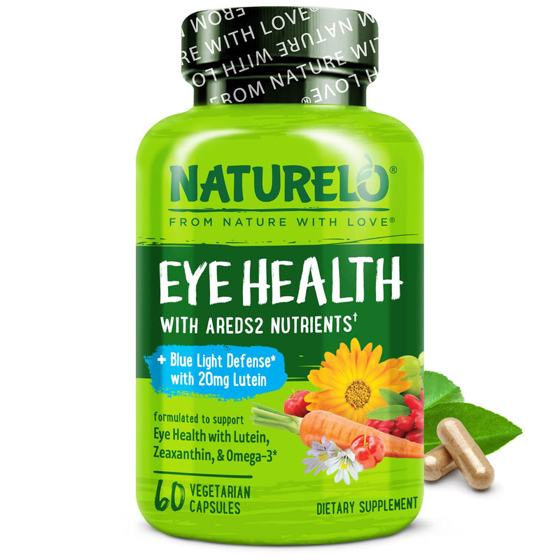 [Australia] - NATURELO Eye Vitamins - AREDS 2 Formula Nutrients with Lutein, Zeaxanthin, Vitamin C, E, Zinc, Plus DHA - Supplement for Dry Eyes, Healthy Vision, Eye Support - 60 Vegan Capsules Unflavored 60 Count (Pack of 1) 