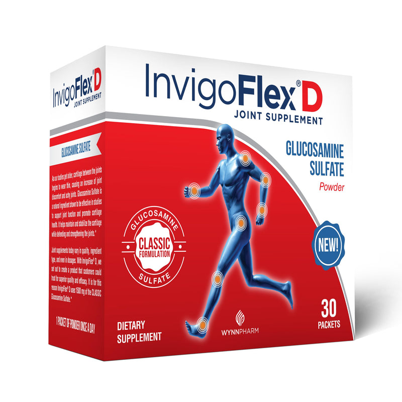 INVIGOFLEX® D - 1500mg of Glucosamine Sulfate Powder (Classic Formulation) - Premium Joint Supplement for Knees, Hands, Back, and Hip Support Packets | 30 Packets 1.88 Pound (Pack of 1)