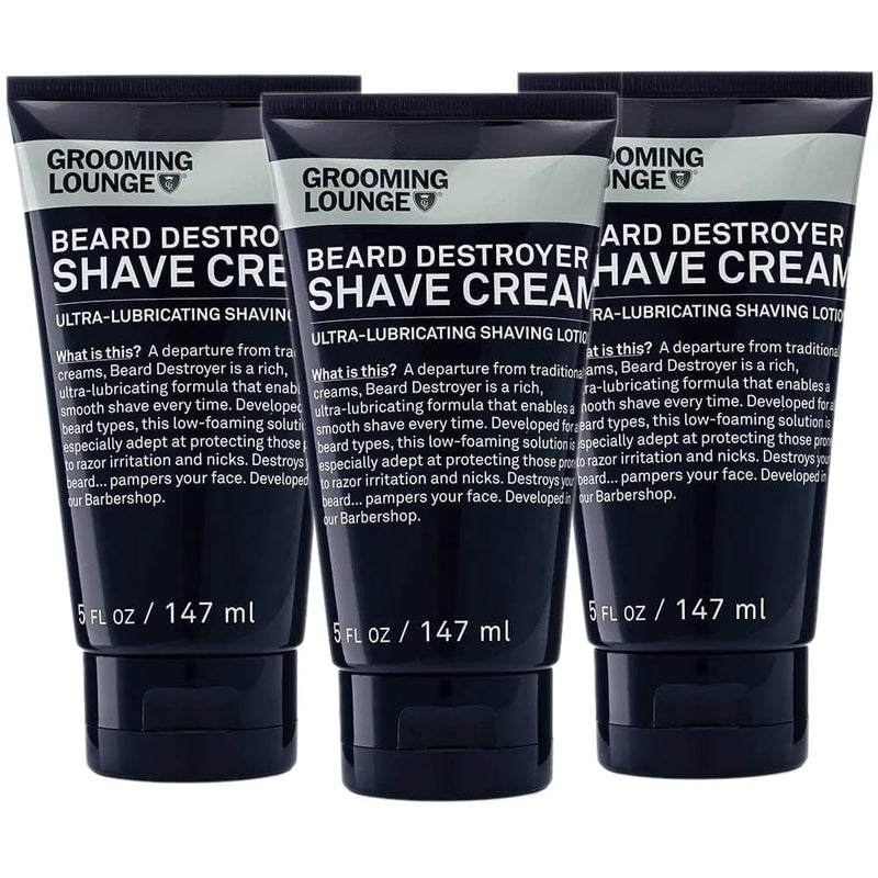[Australia] - Grooming Lounge Beard Destroyer Shave Cream for Men - Bump, Irritation & Razor Burn Free Shaving Cream Sensitive Skin, Men Beard Care - Soft, Smooth, Easy Glide Low Shaving Foam Lather Formula, 3-Pack 