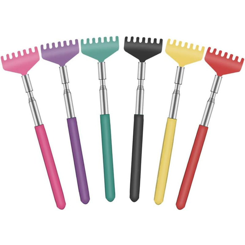 [Australia] - 6 Pack Extendable - Portable Telescoping Metal Back Scratchers/Hand Massager with Soft Rubber Handles for Thanksgiving, Birthday, Christmas Gifts 