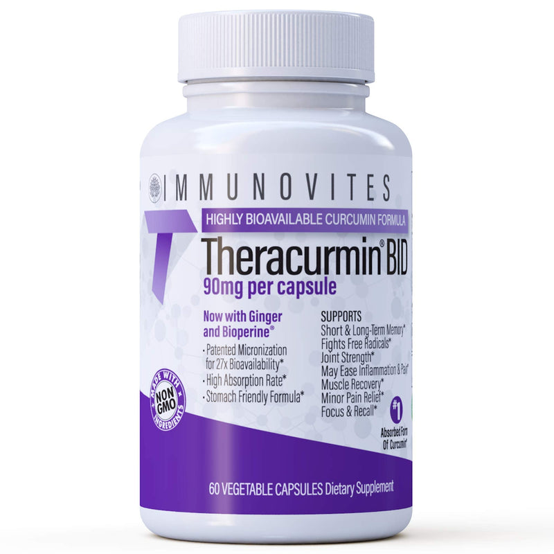 [Australia] - Theracurmin BID 300mg (Nano Curcumin 90mg per Cap.) [[600mg per Serving]] - Now w/Ginger & Bioperine (60ct Bottle) 60 Count (Pack of 1) 