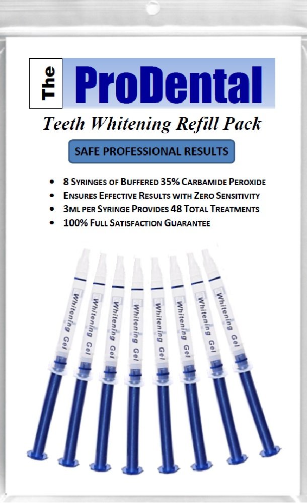 [Australia] - ProDental Teeth Whitening Gel Syringe Refill 8 Pack, 35% Carbamide Peroxide - 48 Treatments, Faster Results Than Tooth Whitening Strips - Pen - Powders and Toothpaste, Safe for Sensitive Teeth 0.81 Fl Oz (Pack of 1) 