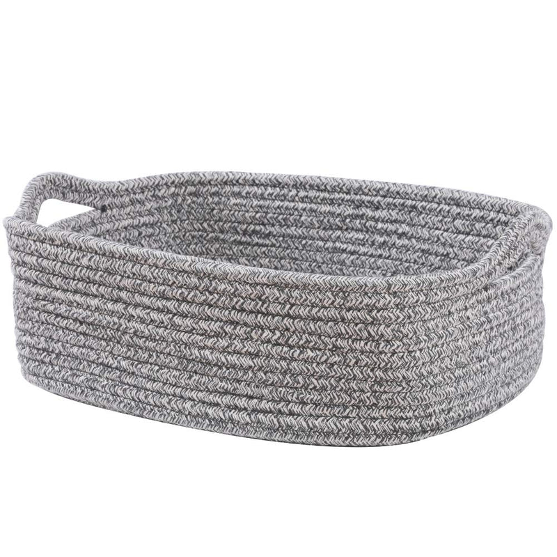 [Australia] - Woven Cotton Rope Storage Basket, Cube Changing Table Organizer for Closet Towels, Baby Nursery Bin, Small Dog Cat Toy Box, Gift Baskets empty (14.5"x 11"x 5") grey 