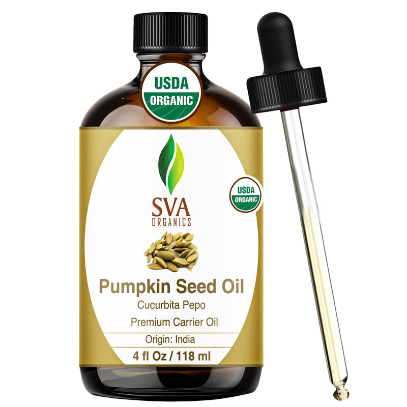 [Australia] - SVA Pumpkin Seed Oil Organic - 4 Fl Oz ‚Äì 100% Natural Cold Pressed Organic Pumpkin oil - for Face, Skin Care, Hair Care, Scalp Massage & Body Massage ‚Äì Carrier Oil with Dropper Organic Pumpkin Seed 4 Fl Oz (Pack of 1) 