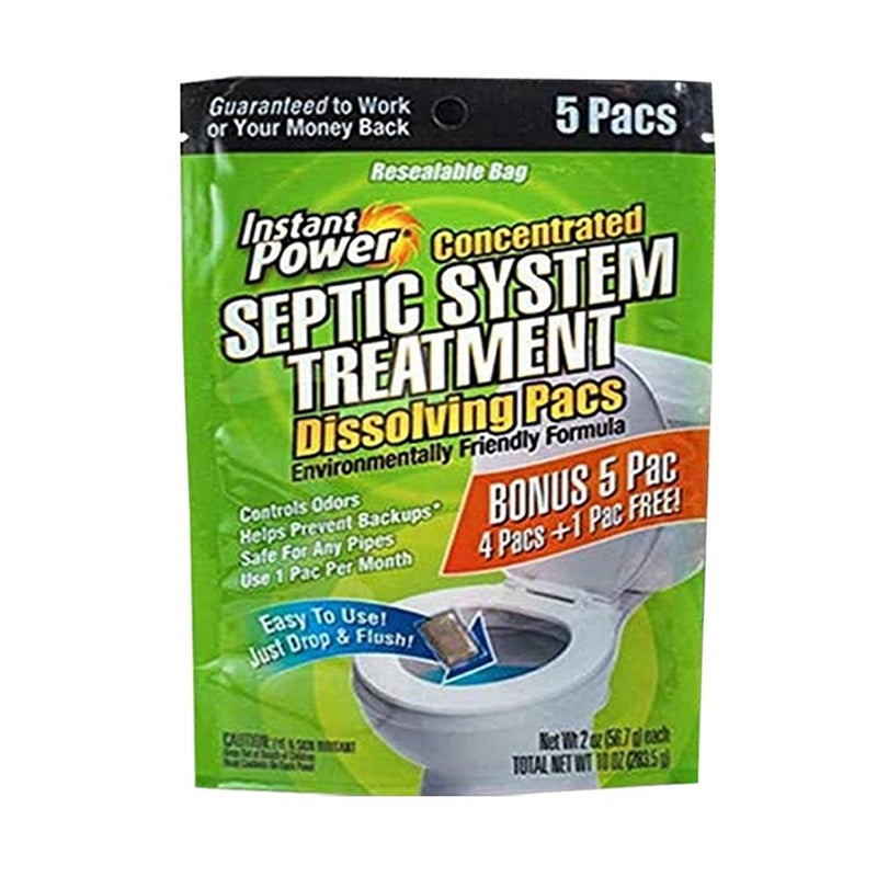 [Australia] - Instant Power Concentrated Septic System Treatment Dissolving Pacs, Controls Odors, Safe on Pipes, 5 Pacs 