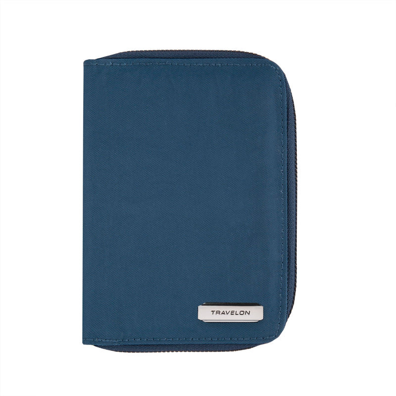 Travelon RFID Blocking Passport Zip Wallet 4.5”W x 6”H x 0.75”D Ocean
