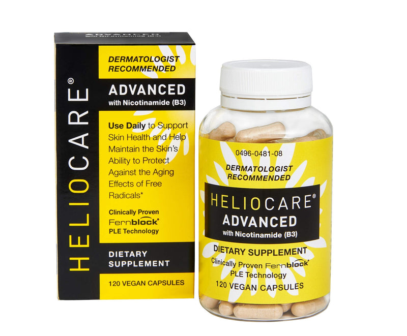 [Australia] - Heliocare Advanced Niacin B3 Supplement: Fernblock PLE Extract 240mg Per Serving - Supports Skin Cell Health W/Antioxidant Rich Vitamin B3 Niacin 500 mg - 120 Vegan Capsules 