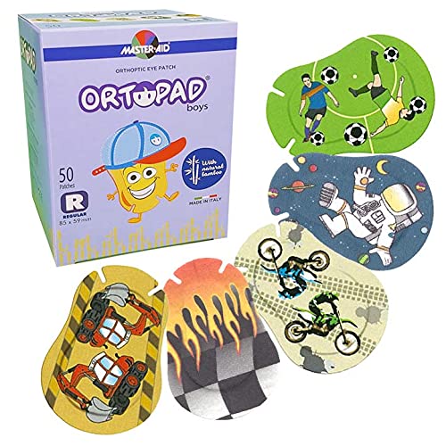 [Australia] - Ortopad® Bamboo Boys Eye Patches, 50/Box (Regular Size, 4+ yrs) Racing Flames Pack 