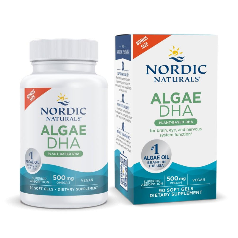 [Australia] - Nordic Naturals Algae DHA - 90 Soft Gels - 500 mg Omega-3 DHA - Certified Vegan Algae Oil - Plant-Based DHA - Brain, Eye & Nervous System Support - Non-GMO - 45 Servings 90 Count (Pack of 1) 