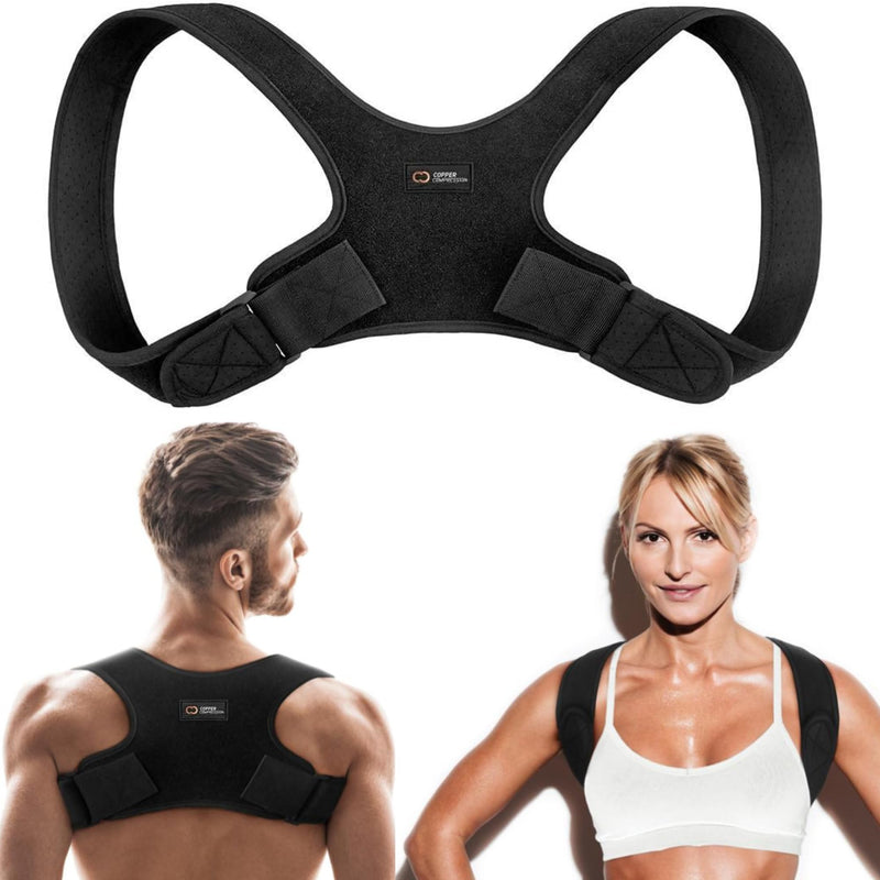[Australia] - Copper Compression Posture Corrector for Men & Women - Adjustable Copper Infused Orthopedic Brace for Pain Relief from Bad Posture, Slumping - Targets Upper Back, Shoulders, Neck, Clavicle Large/X-Large (Pack of 1) 