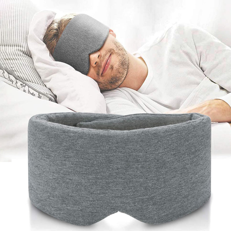 [Australia] - FRESHME Cotton Sleep Eye Mask for Men - Upgrade Design Blackout Side Sleeper Eyes Cover for Night Sleeping, Large Size Wide Soft Travel Airplane Blindfold with Adjustable Velcro Strap for Work Nap A-upgraded Nose Pad 