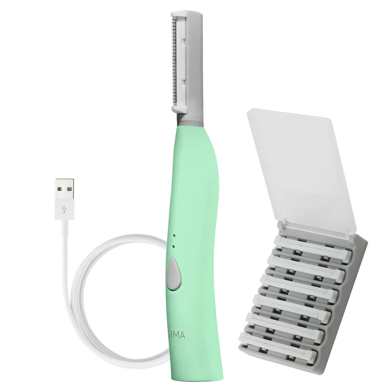 SPA SCIENCES - SIMA Patented Dermaplane Razor for Women Face – Painless 2-in-1 Facial Exfoliation & Peach Fuzz Hair Removal – Anti-Aging – 3 Speeds – Rechargeable – 7 Weeks Treatment Mint