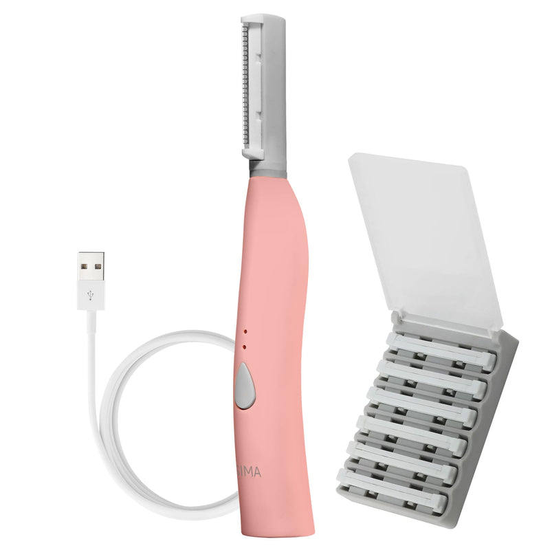 [Australia] - SPA SCIENCES - SIMA Patented Dermaplane Razor for Women Face – Painless 2-in-1 Facial Exfoliation & Peach Fuzz Hair Removal – Anti-Aging – 3 Speeds – Rechargeable – 7 Weeks Treatment Pink 