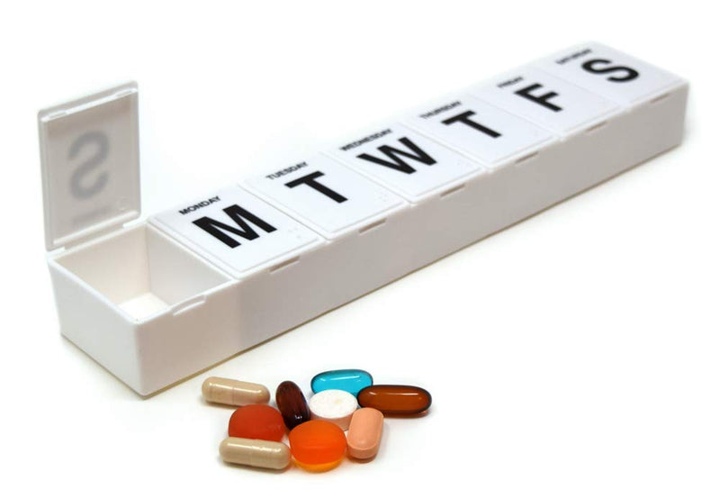 Jumbo Weekly 11" Pill Organizer - Extra Large Compartments Will Hold 7 Days Worth of Vitamins and Medications - Great Size for Gummy & Chewable Vitamins (1) 1