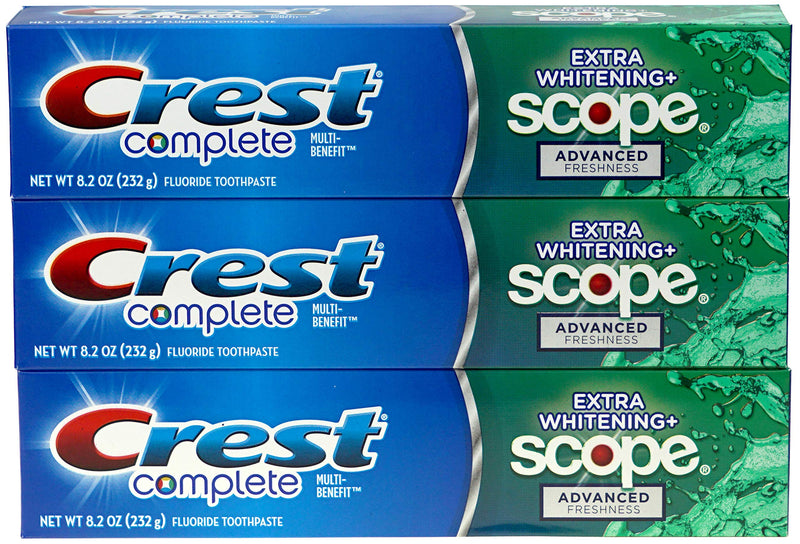 [Australia] - Crest Complete Multi-Benefit Fluoride Toothpaste - Extra Whitening and Scope Advanced Freshness - 8.2 oz each, 3 count 