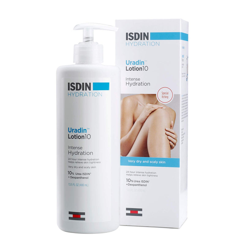 ISDIN Body Lotion Uradin 10, 24-Hour Intense Hydration, Non-Greasy, Fast-Absorbing Moisturizer for Dry or Very Dry Skin, Helps Relieve Itching Due to Dryness, 13.5 Fl. Oz. 13.5 Fl Oz (Pack of 1)