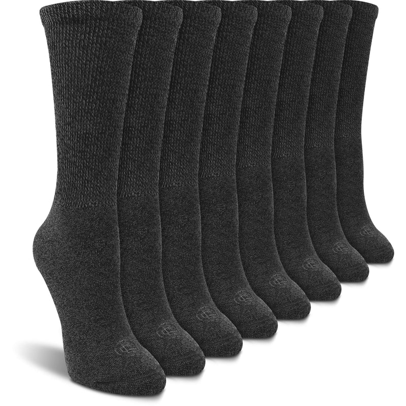 [Australia] - Doctor's Choice Diabetic Socks for Women, Non-Binding Top, Soft Crew & Ankle Circulatory Neuropathy Socks - 4 Pairs 6-10 Black-crew 