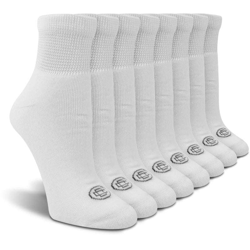 [Australia] - Doctor's Choice Women's Diabetic Ankle & Crew Socks, Non-Binding, Circulatory, Cushion, 4 Pack, Shoe Size 6-10 Sock Size 9-11 Medium White/Ankle 