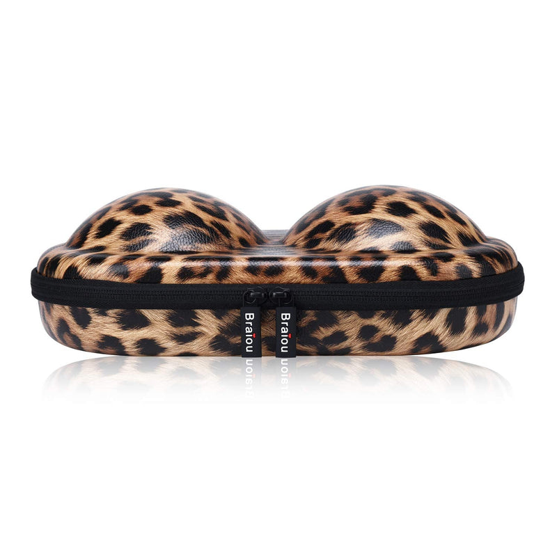 Bra Case Premium Lingerie Travel Bag Leopard Print Underwear Organizer Bag for A-C Cup (Yellow) Yellow